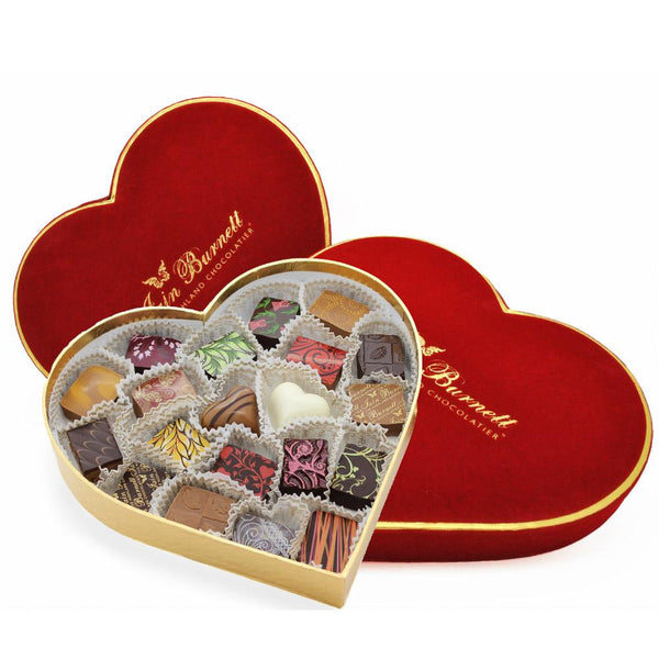 Love is Sweet Collection, red satin heart boxes – Kron Chocolatier