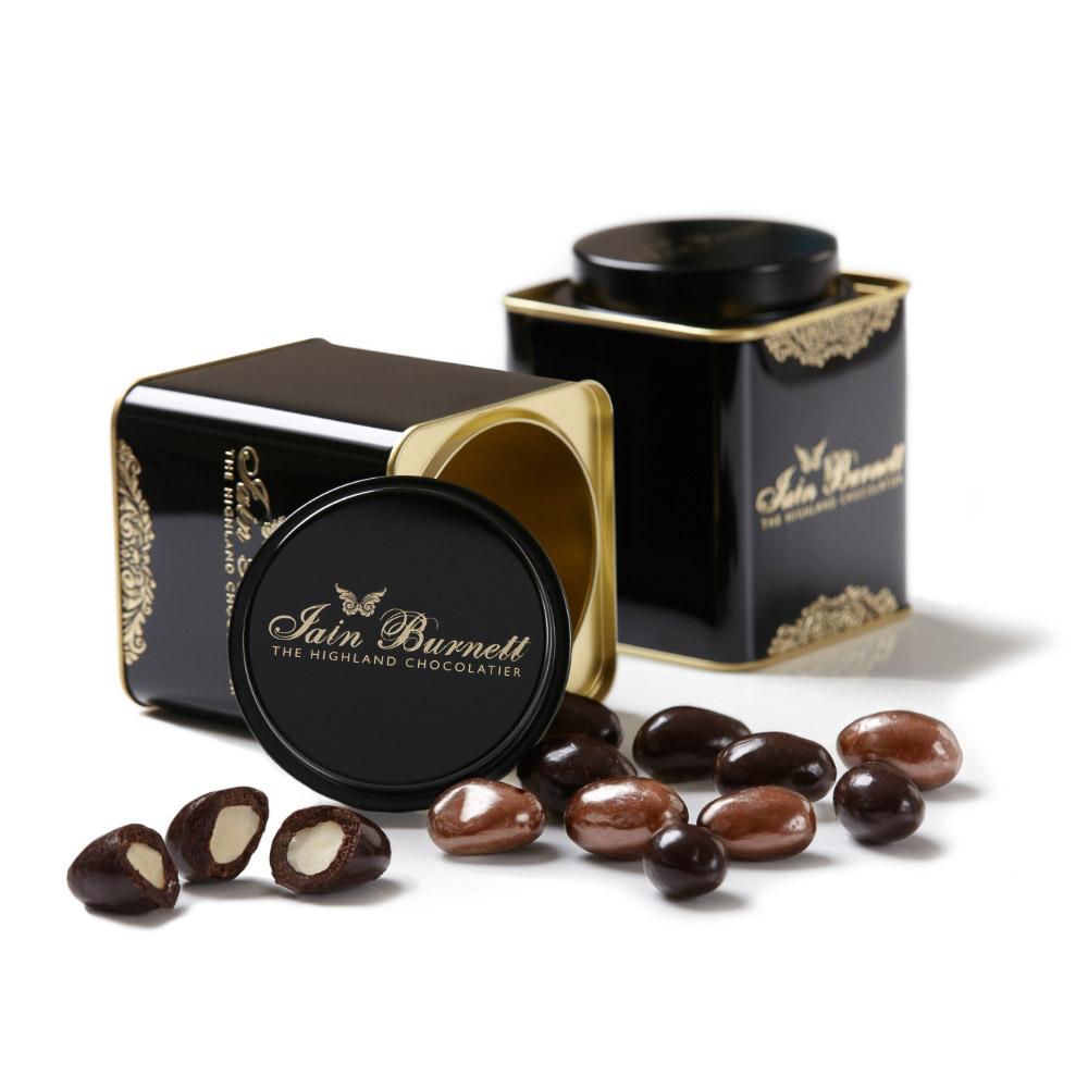 Decorative Tin of Brazil Nuts in Dark &amp; Milk Chocolate