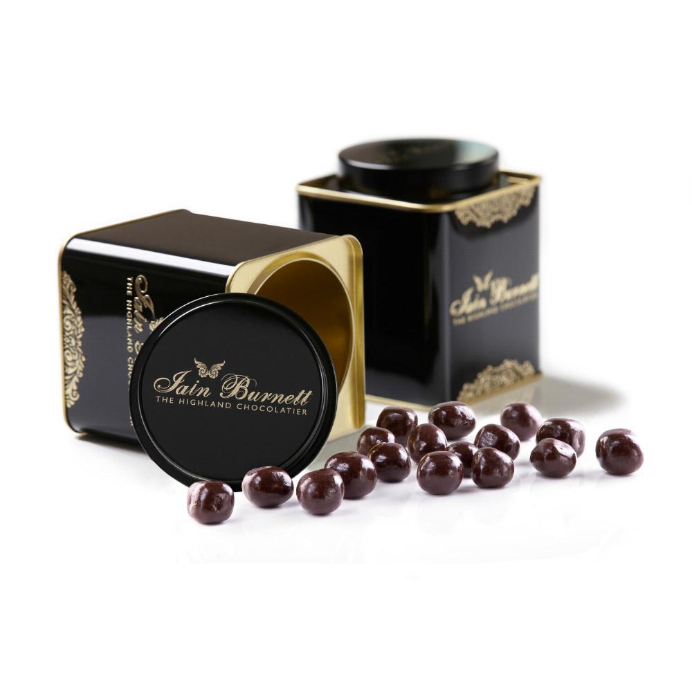 Decorative Tin of Coffee Beans in Dark Chocolate
