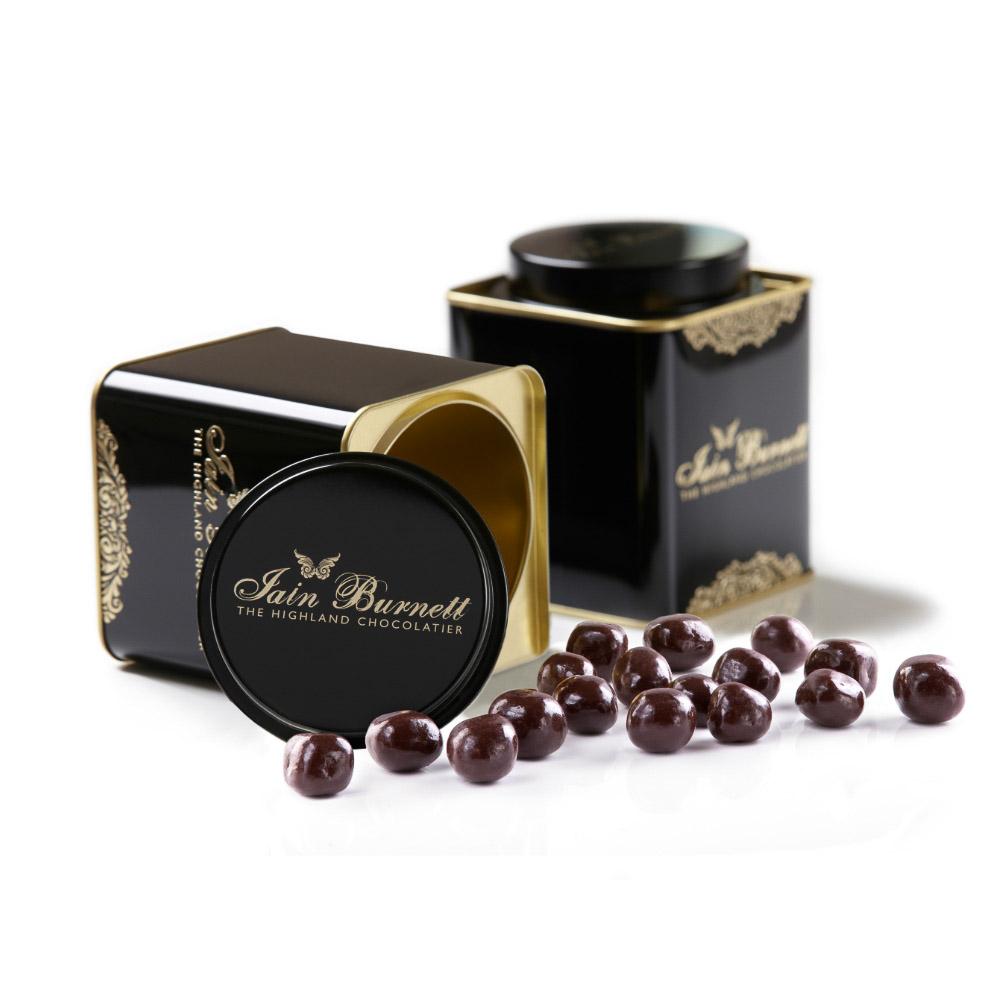 Decorative Tin of Crystallised Ginger in Dark Chocolate